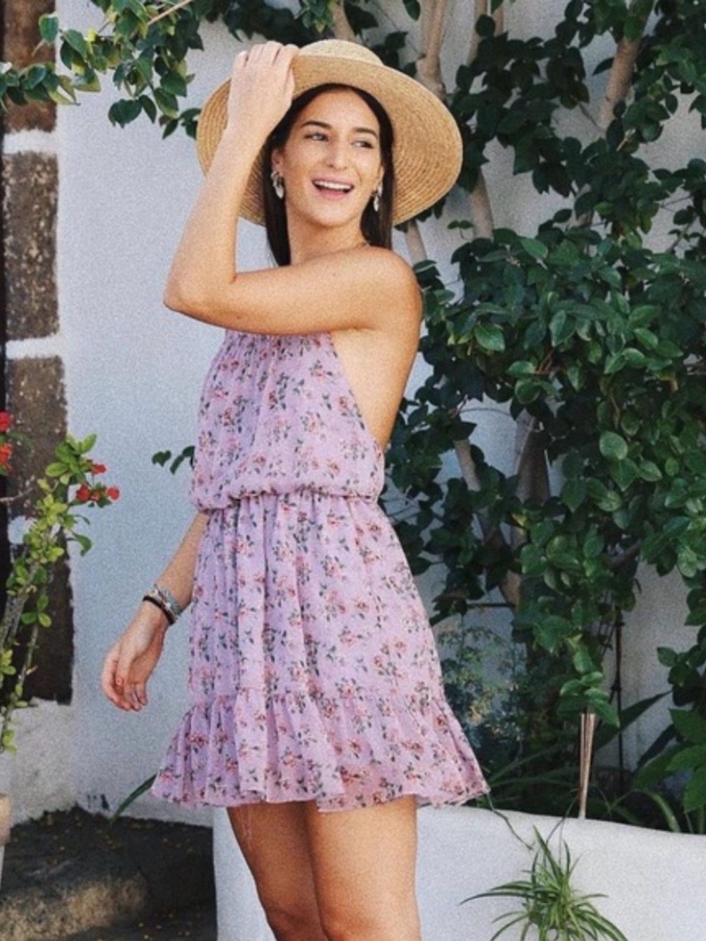 Zara Blogger Printed Mini Dress Floral Pattern Open-back Design Size Small